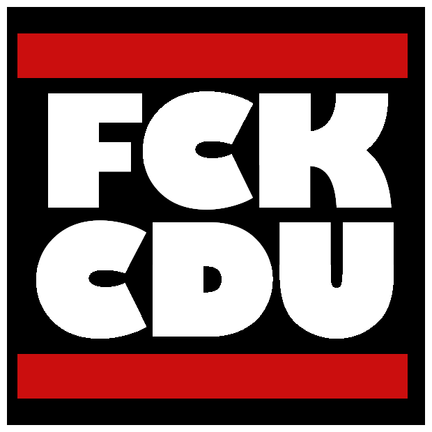 sticker that says FCK CDU
